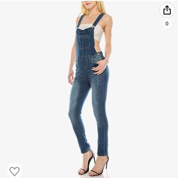 Love Tree Overalls Distressed Denim NWOT Medium - Picture 12 of 14